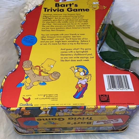 The Simpsons Bart's Trivia Game Collectible Bart Simpson Tin - Picture 11 of 15